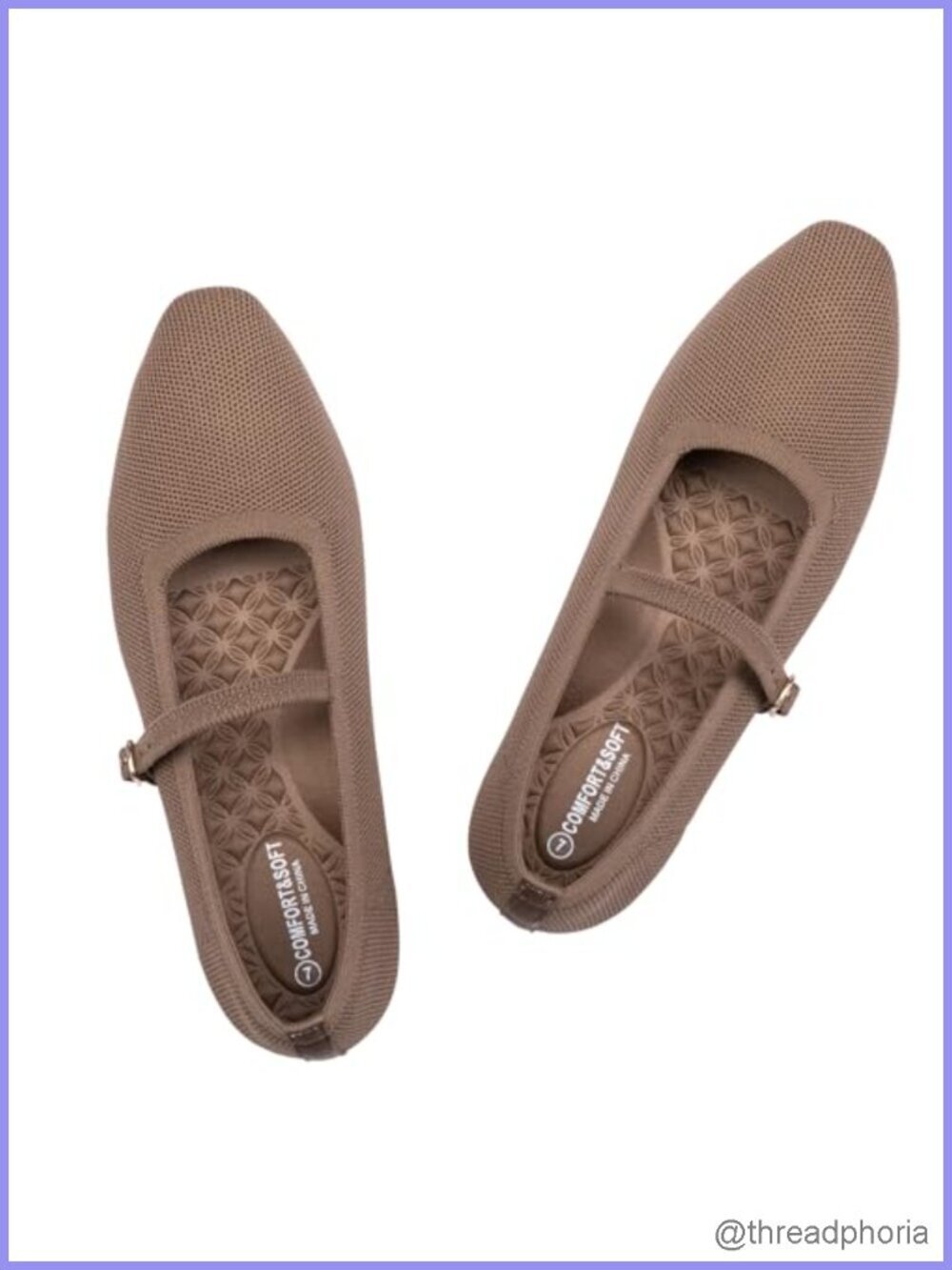 Knit Square Toe Mary Jane Flats with Adjustable Strap Machine Washable